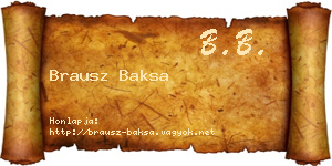 Brausz Baksa névjegykártya
